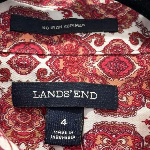 NWT Lands’ End Lighthouse Multi Color Paisley Shirt Button Front Women’s SZ 4 - Picture 2 of 5